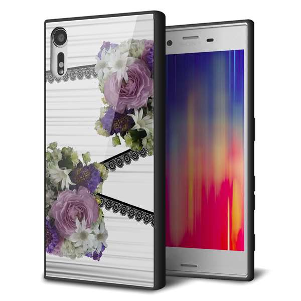 au エクスペリア XZs SOV35 強化ガラス&TPUスマホケース ガラプリ【YI888 フラワー9】