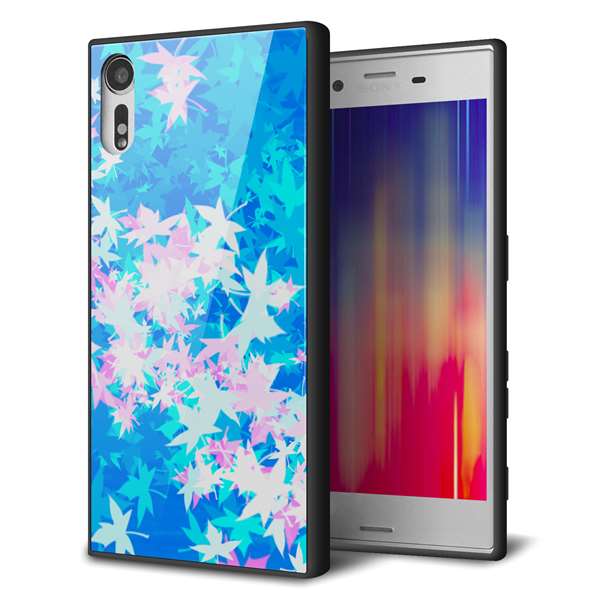 au エクスペリア XZs SOV35 強化ガラス&TPUスマホケース ガラプリ【YJ290 デザインもみじ】