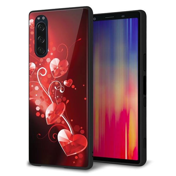 Xperia 5 SOV41 au 強化ガラス&TPUスマホケース ガラプリ【385 クリスタルな恋】