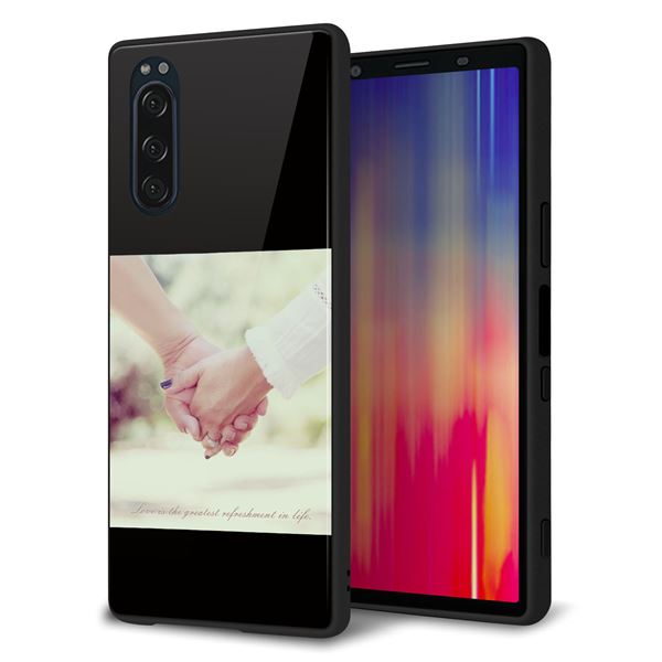 Xperia 5 SOV41 au 強化ガラス&TPUスマホケース ガラプリ【KM875 カップル】
