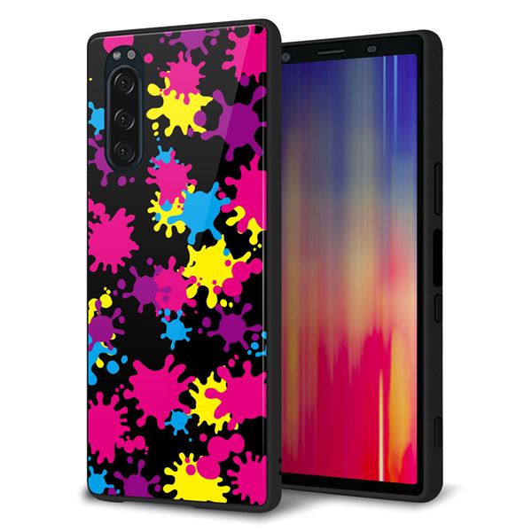 Xperia 5 SOV41 au 強化ガラス&TPUスマホケース ガラプリ【MA877 ペイントブラック】