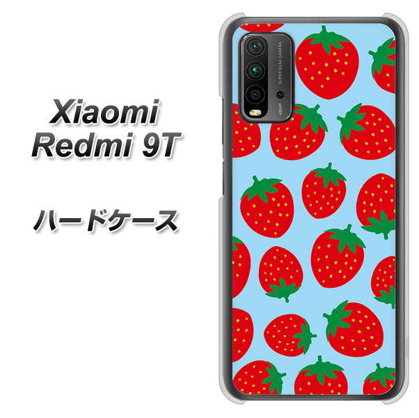 SIMフリー Xiaomi(シャオミ)Redmi 9T 高画質仕上げ 背面印刷 ハードケース【SC814 小さいイチゴ模様 レッドとブルー】