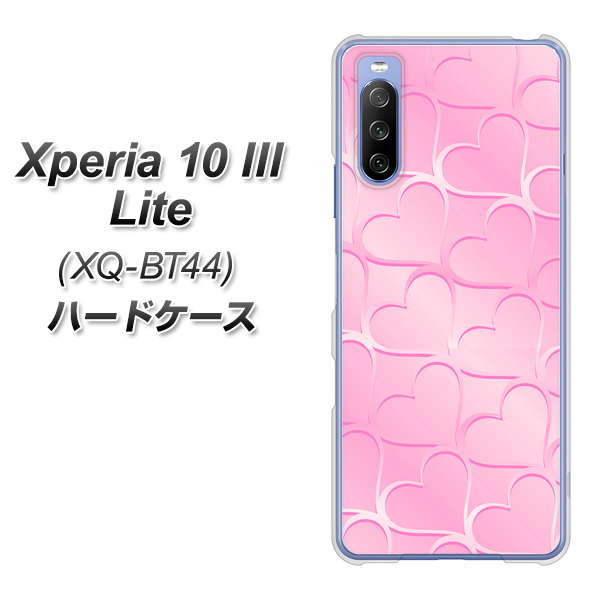 SIMフリー エクスペリア10 III Lite XQ-BT44 高画質仕上げ 背面印刷 ハードケース【1342 かくれハート(ピンク)】