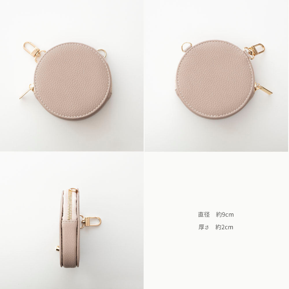 ミラー付き スマホポシェット＆ラウンドポーチ セット simple 名入れ ミニ財布