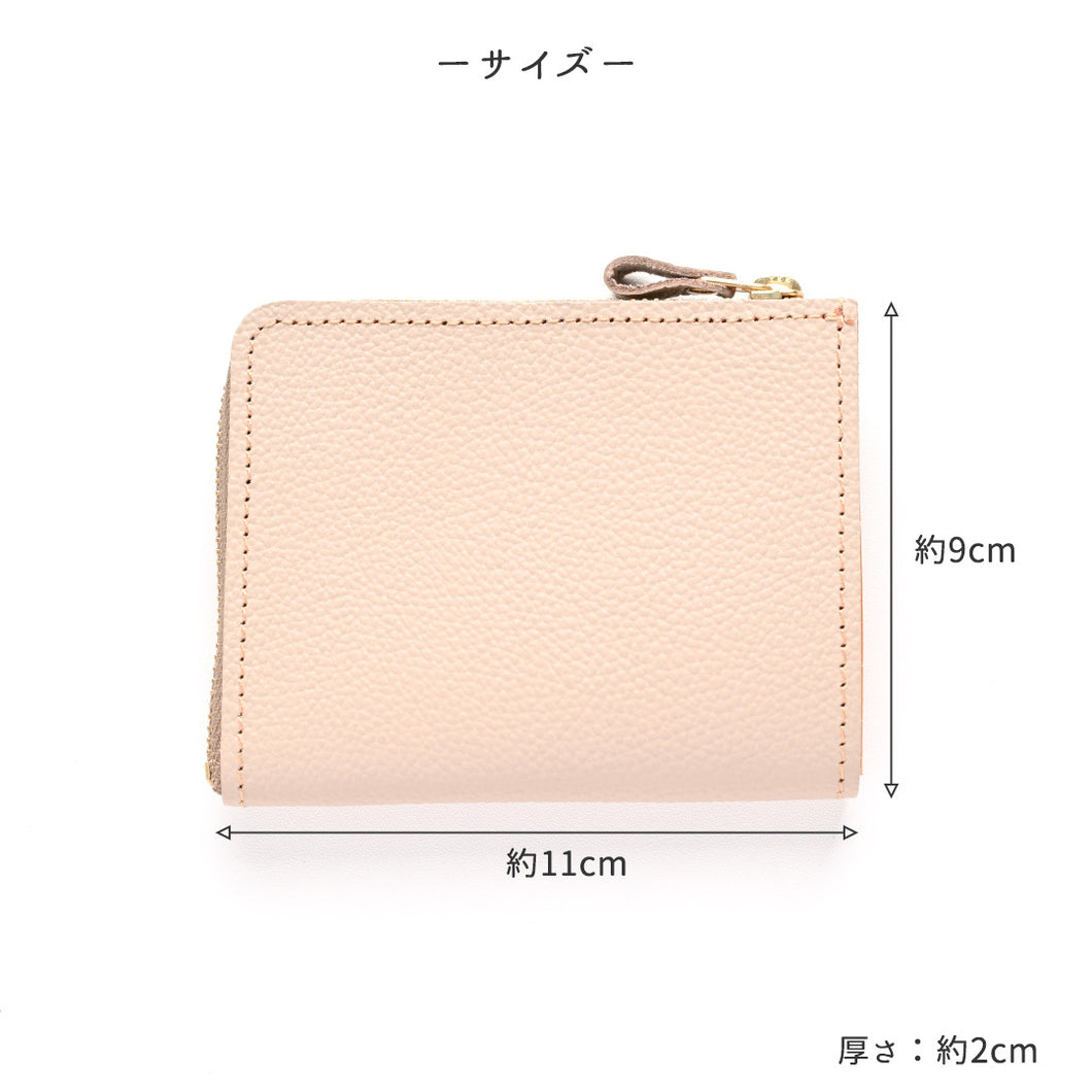 サンポ刺繍 マチあり L字ファスナー コインケース 【 シュリンクレザー 刺繍 】 本革 財布 ミニウォレット 姫路レザー