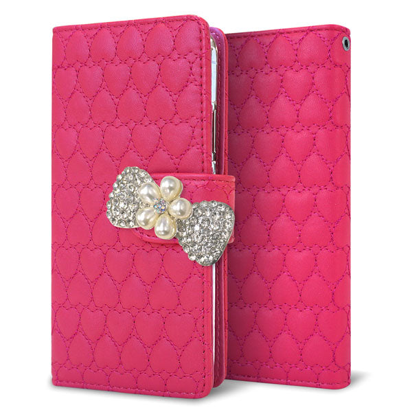 Xperia 5 IV A204SO SoftBank ハートのキルトデコ 手帳型ケース 耐衝撃