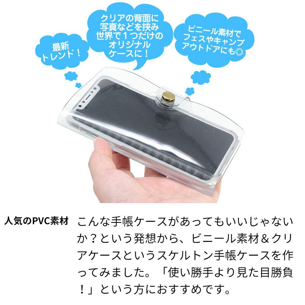 iPhone SE (第3世代) ビニール素材のスケルトン手帳型ケース クリア