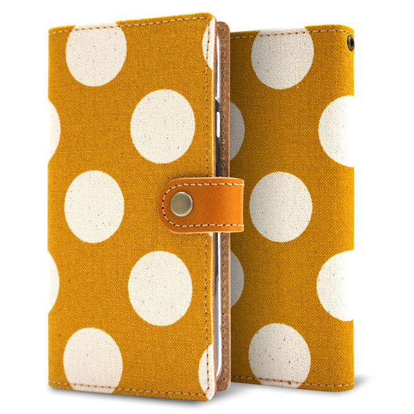 BASIO active3 KYG04 au 水玉帆布×本革仕立て 手帳型ケース 耐衝撃