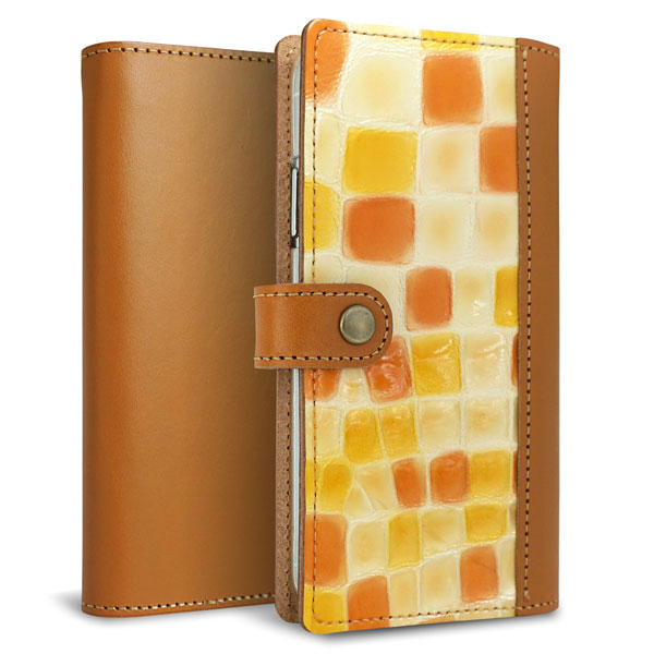 Xperia XZ2 Premium SO-04K docomo ステンドグラス＆イタリアンレザー 手帳型ケース 耐衝撃
