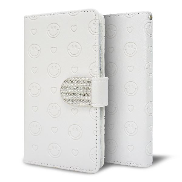 AQUOS R8 pro SH-51D docomo スマホケース 手帳型 ニコちゃん ハート デコ ラインストーン バックル 耐衝撃