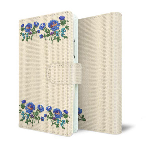 Galaxy A23 5G SCG18 au スマホケース 手帳型 全機種対応 花刺繍風 UV印刷 耐衝撃