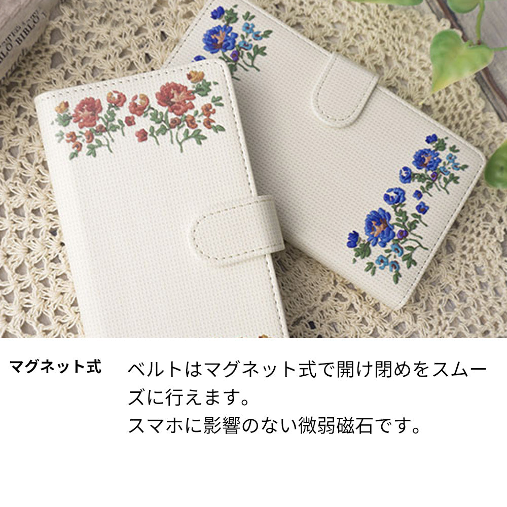 iPhone XS スマホケース 手帳型 全機種対応 花刺繍風 UV印刷 耐衝撃