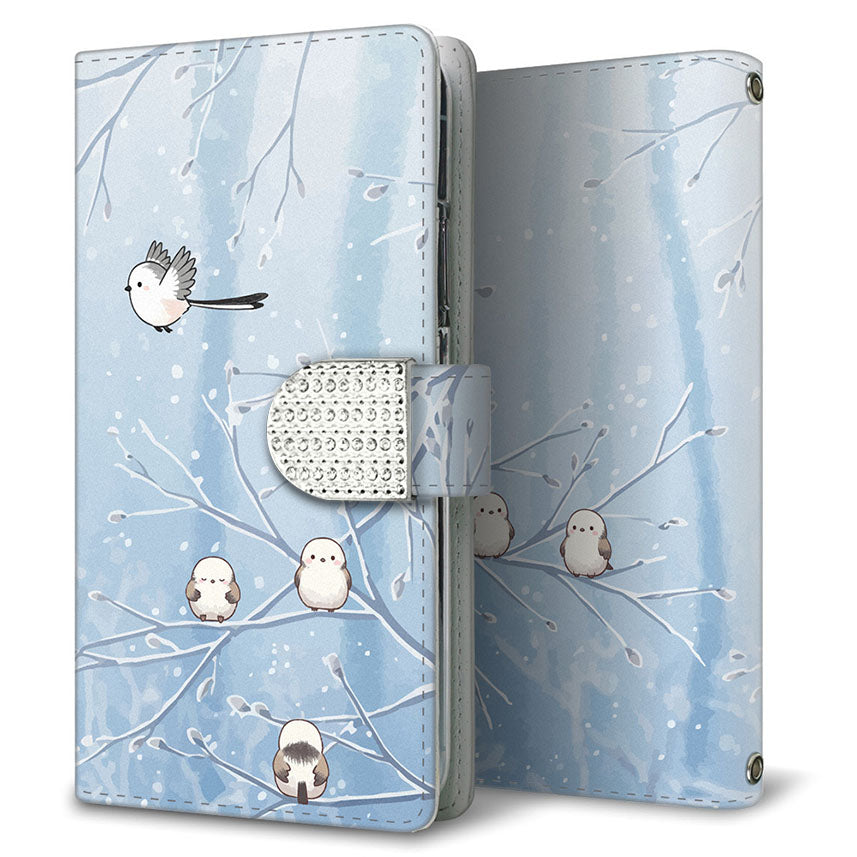 AQUOS sense3 SHV45 au シマエナガとかわいい時間 プリント手帳型ケース 耐衝撃