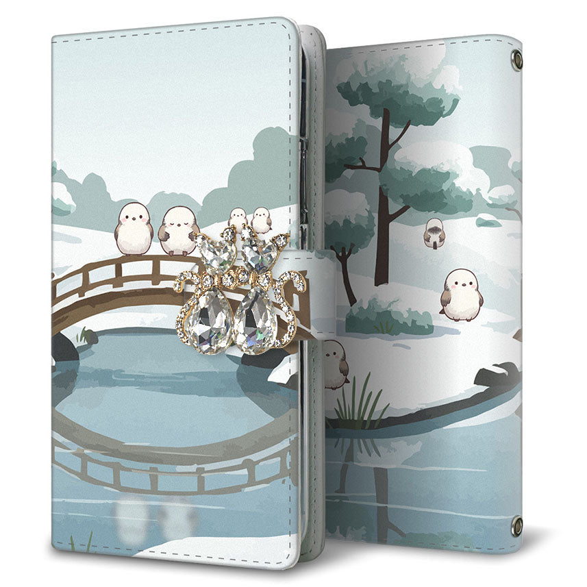 AQUOS R SH-03J docomo シマエナガとかわいい時間 プリント手帳型ケース 耐衝撃