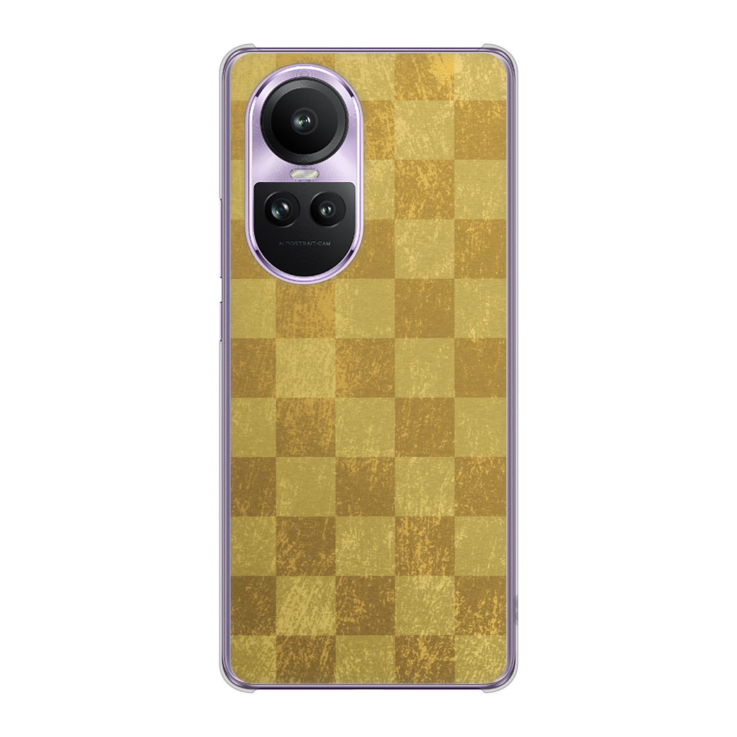 OPPO Reno10 Pro 5G A302OP SoftBank 619 市松模様-金（骨董風に傷んだイメージ） ハードケース 背面印刷