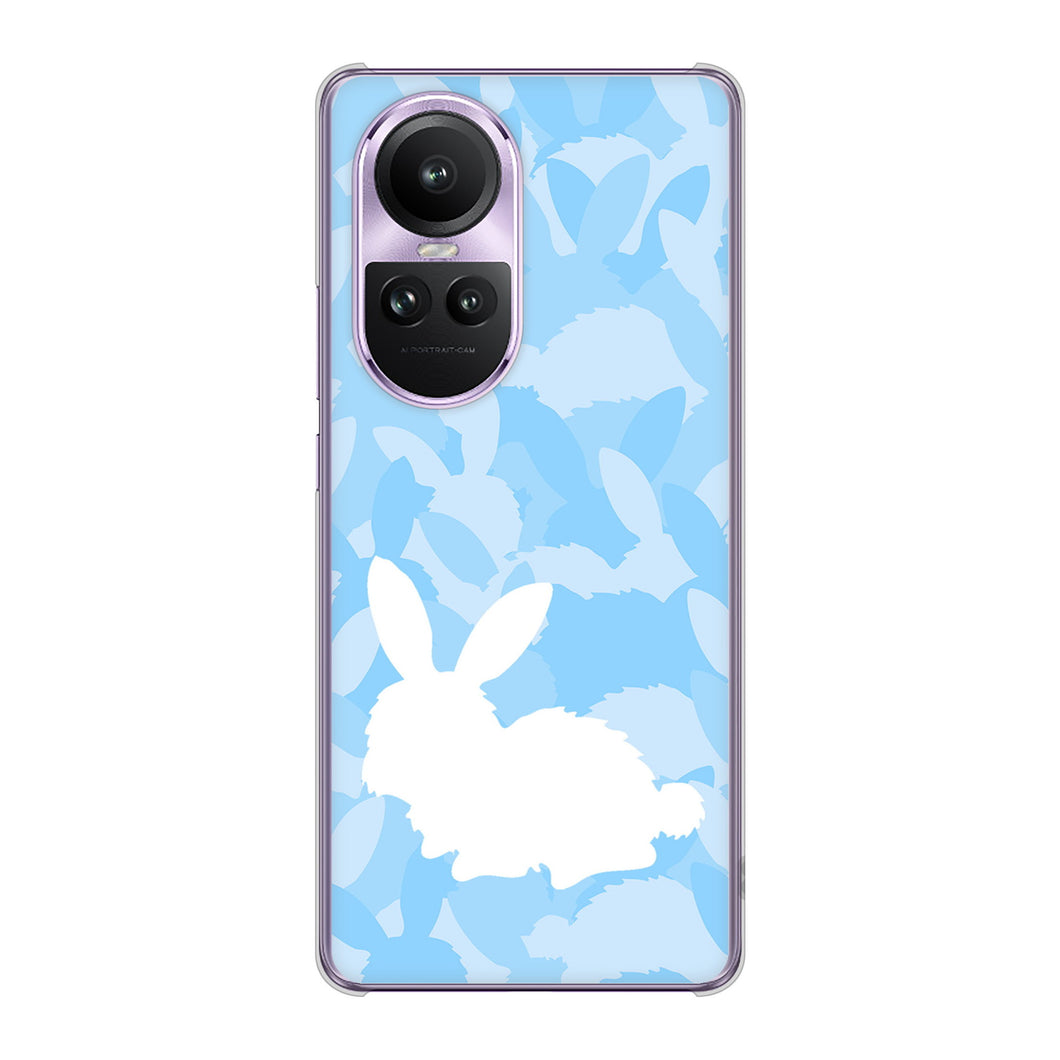 OPPO Reno10 Pro 5G A302OP SoftBank 高画質仕上げ 背面印刷 ハードケースむかいあぐる うさぎ迷彩風