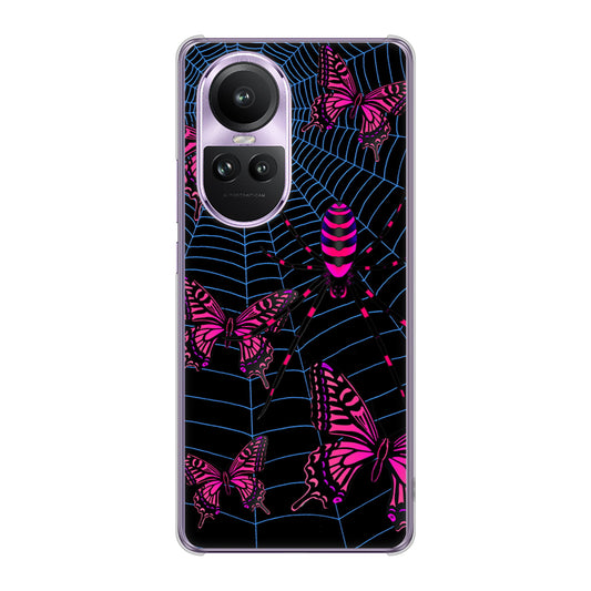 OPPO Reno10 Pro 5G A302OP SoftBank むかいあぐる 蜘蛛の巣に舞う蝶 ハードケース 背面印刷
