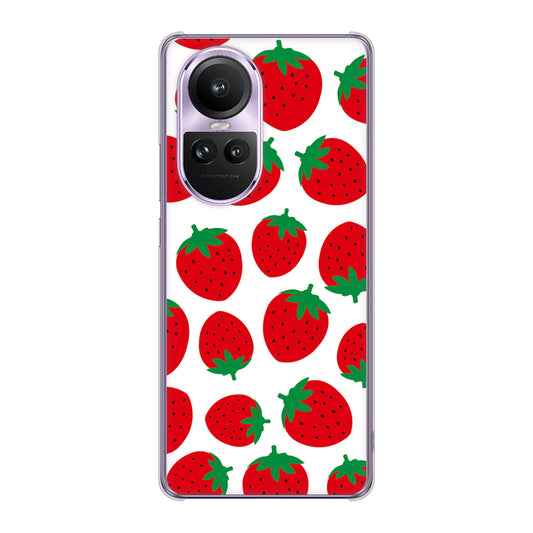 OPPO Reno10 Pro 5G A302OP SoftBank 小さいイチゴ模様 ハードケース 背面印刷