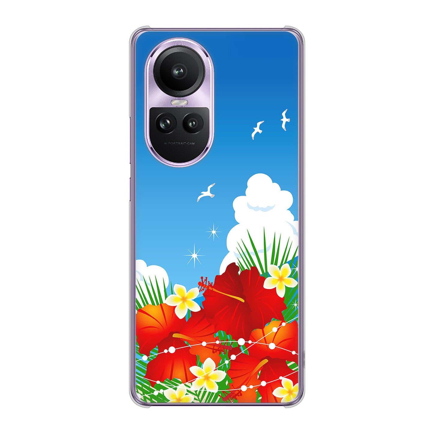 OPPO Reno10 Pro 5G A302OP SoftBank VA821 ハイビスカスと青空 ハードケース 背面印刷