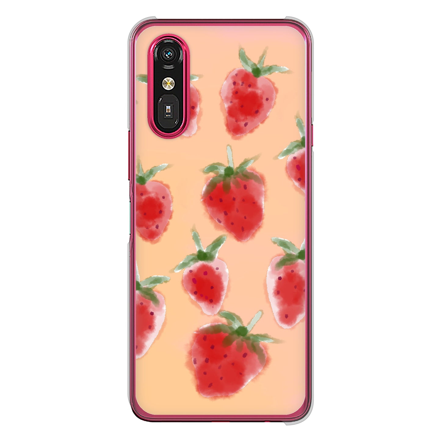 らくらくスマートフォン a A401FC Y!mobile イチゴ 水彩 ハードケース 背面印刷