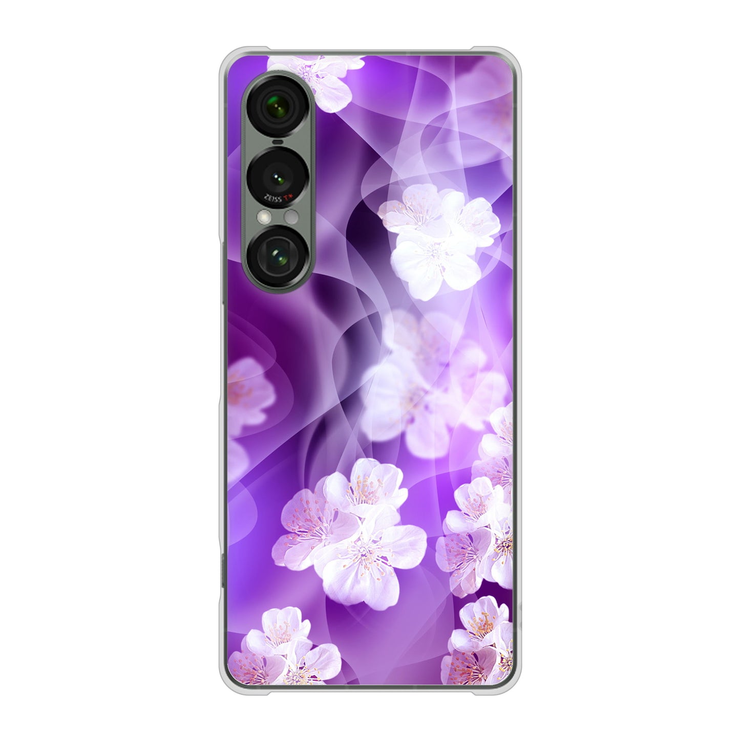 Xperia 1 VII A501SO SoftBank 1211 桜とパープルの風 ハードケース 背面印刷