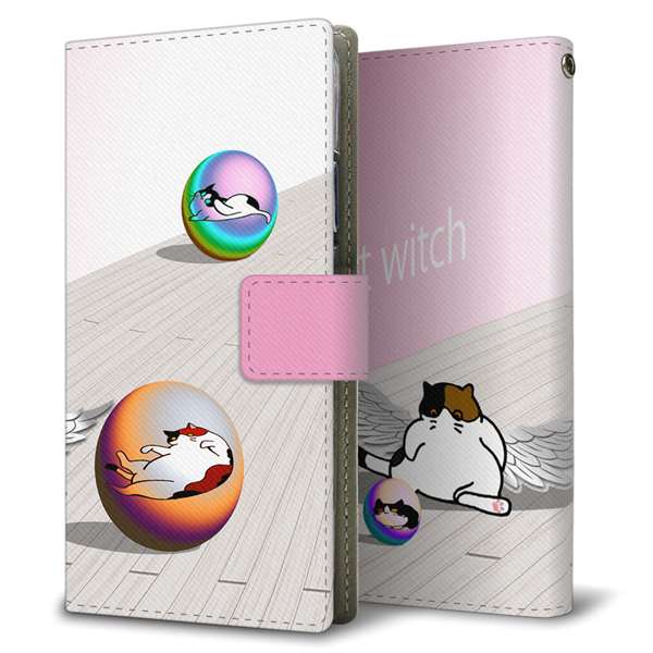 AQUOS wish4 A402SH Y!mobile 高画質仕上げ プリント手帳型ケース ( 薄型スリム ) 【YA943 CAT WITCH】