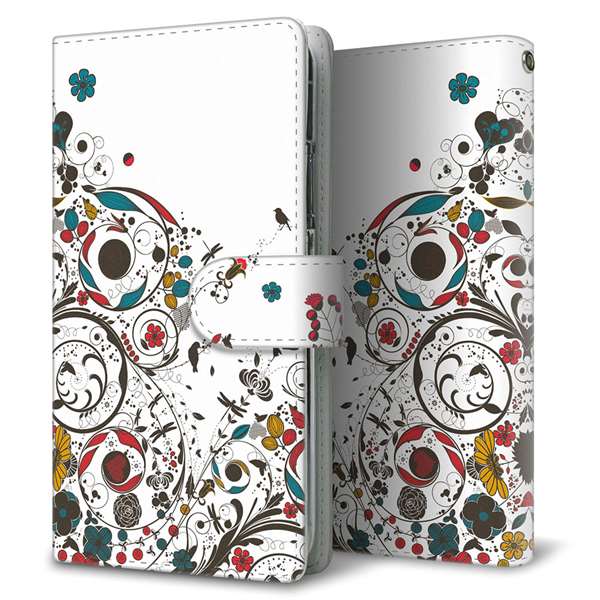 AQUOS wish5 SH-52F docomo 高画質仕上げ プリント手帳型ケース ( 通常型 ) 【EK908 カラフルな花と鳥】
