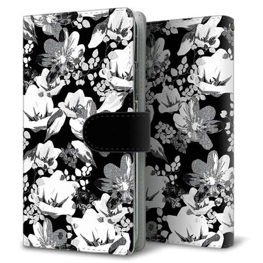 OPPO Reno15 A CPH2801 花柄モノトーン 通常型 プリント手帳型ケース