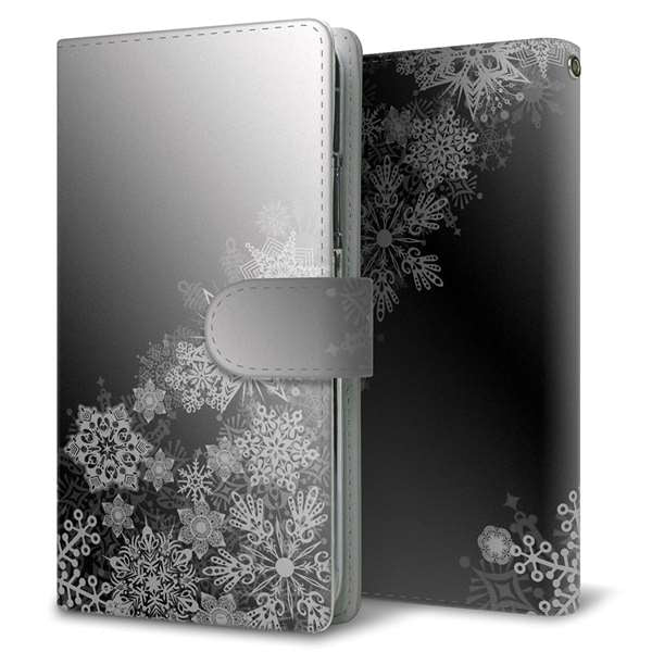 AQUOS wish5 SH-M32 高画質仕上げ プリント手帳型ケース ( 通常型 ) 【YJ340 モノトーン 雪の結晶 】