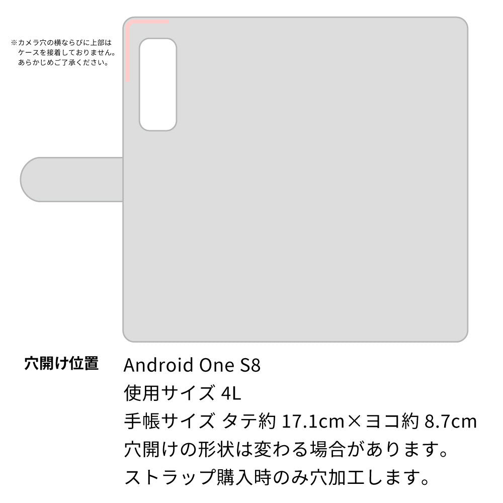 Android One S8 水玉帆布×本革仕立て 手帳型ケース 耐衝撃