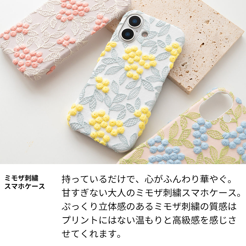 Google Pixel 6a ぷっくりミモザ 刺繍 くすみカラー まるっと全貼りハードケース