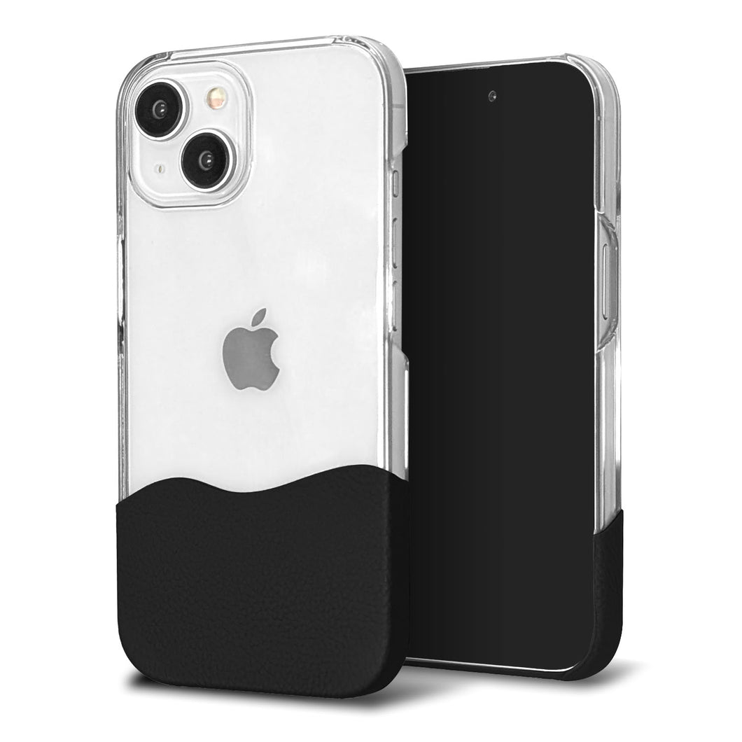 iPhone5s ちょいまる シュリンク姫路レザー 透明クリアケース スマホショルダー