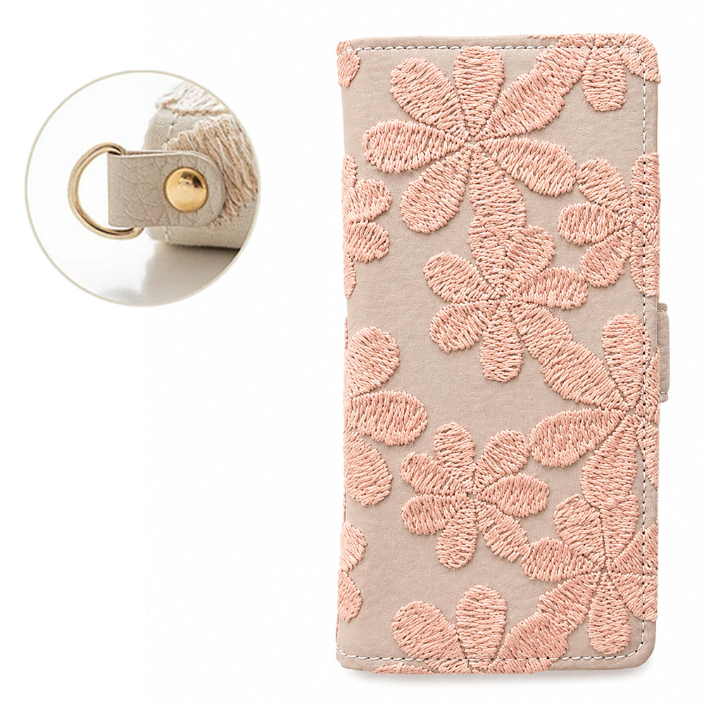 Google Pixel 11 Pro ラテフラワー 刺繍 サイドマグネット スマホケース 手帳型