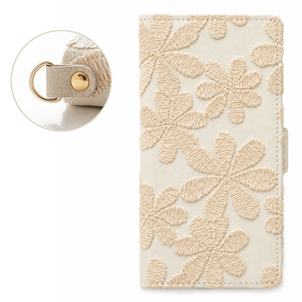 Google Pixel 11 Pro ラテフラワー 刺繍 サイドマグネット スマホケース 手帳型