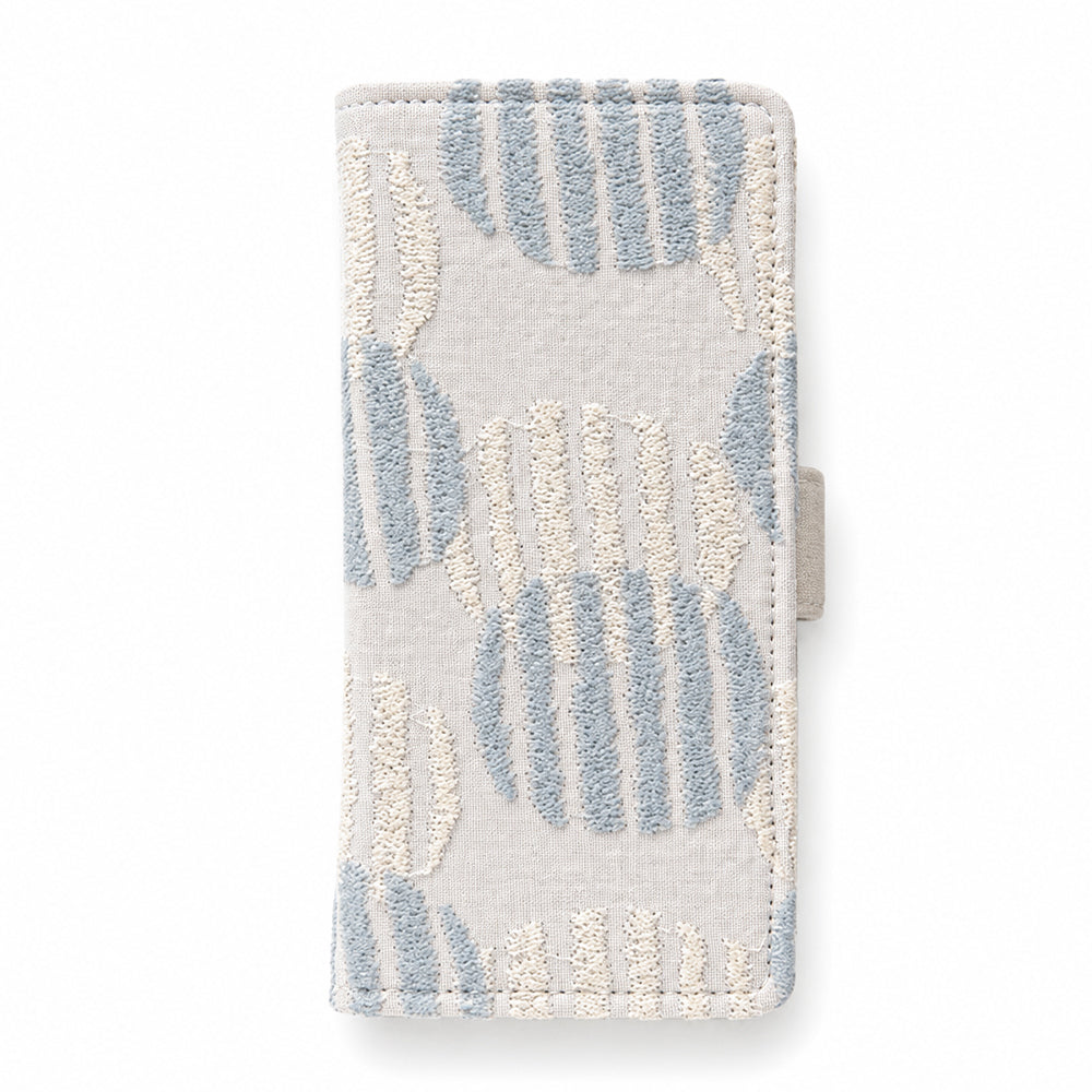 iPhone 18 Pro 北欧 サークルストライプ 刺繍 サイドマグネット スマホケース 手帳型