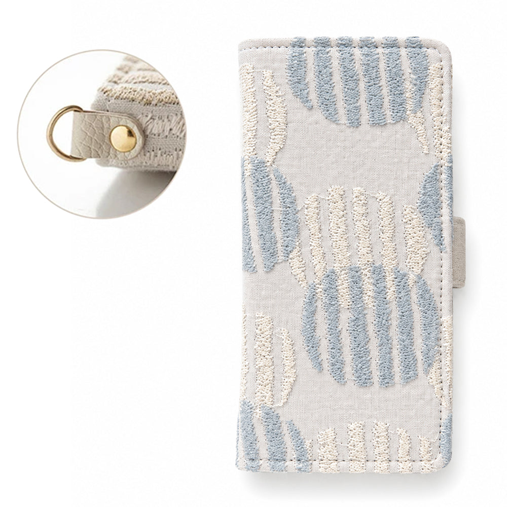 Redmi Note 10T A101XM SoftBank 北欧 サークルストライプ 刺繍 サイドマグネット スマホケース 手帳型