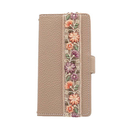 AQUOS sense6s SHG07 au/UQ mobile インド刺繍 サイドマグネット くすみカラー スマホケース手帳型