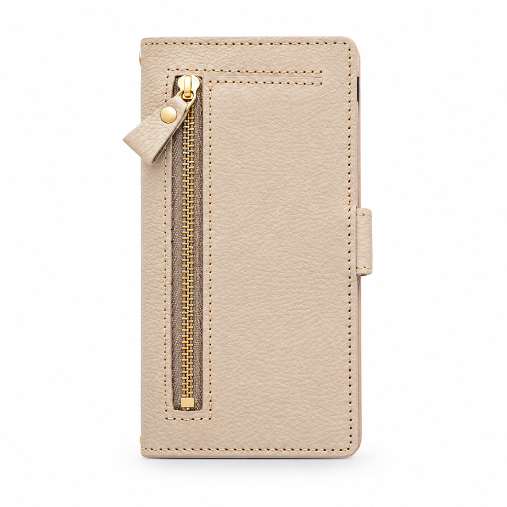 Xperia 10 II A001SO Y!mobile 姫路レザー シュリンクレザー ファスナーポケット付き スマホケース 手帳型 本革 サイドマグネット スマホショルダー