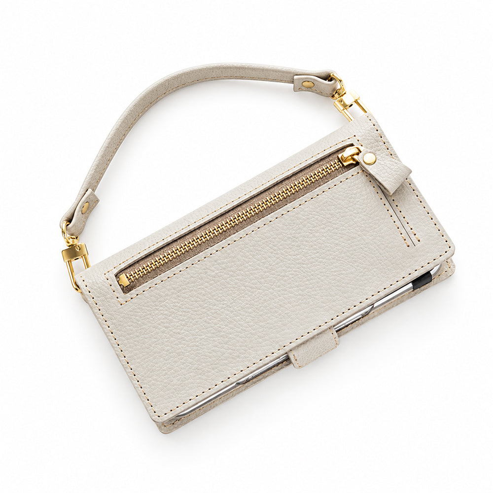 Galaxy S9 SC-02K docomo 姫路レザー シュリンクレザー ファスナーポケット付き スマホケース 手帳型 本革 サイドマグネット スマホショルダー