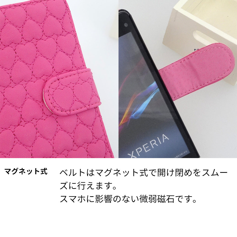 OPPO A73 ハートのキルトデコ 手帳型ケース 耐衝撃