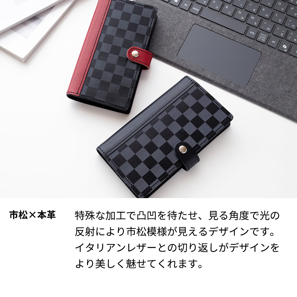 Galaxy S22 Ultra SC-52C docomo かくれ市松模様 イタリアンレザー 手帳型ケース 耐衝撃