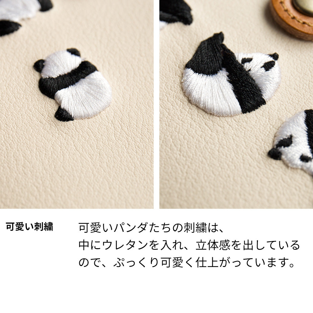 Redmi 9T 64GB 刺繍 パンダ 手帳型ケース 耐衝撃