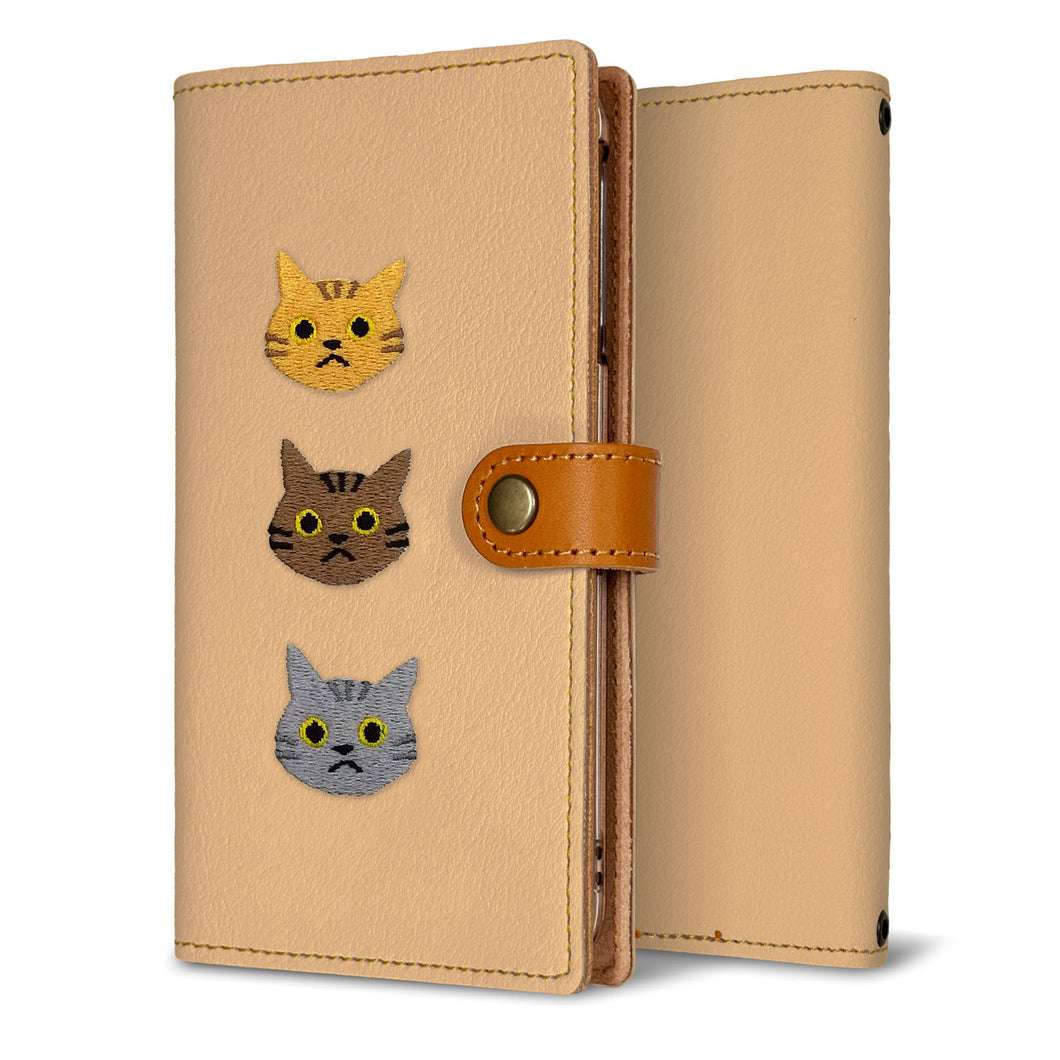 Google Pixel 8a 刺繍 3匹の猫 手帳型ケース 耐衝撃