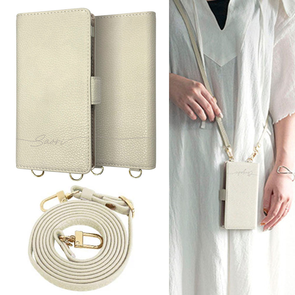 Xperia 1 IV A201SO SoftBank スマホショルダー 【 手帳型 Simple 名入れ 長さ調整可能ストラップ付き 】 耐衝撃