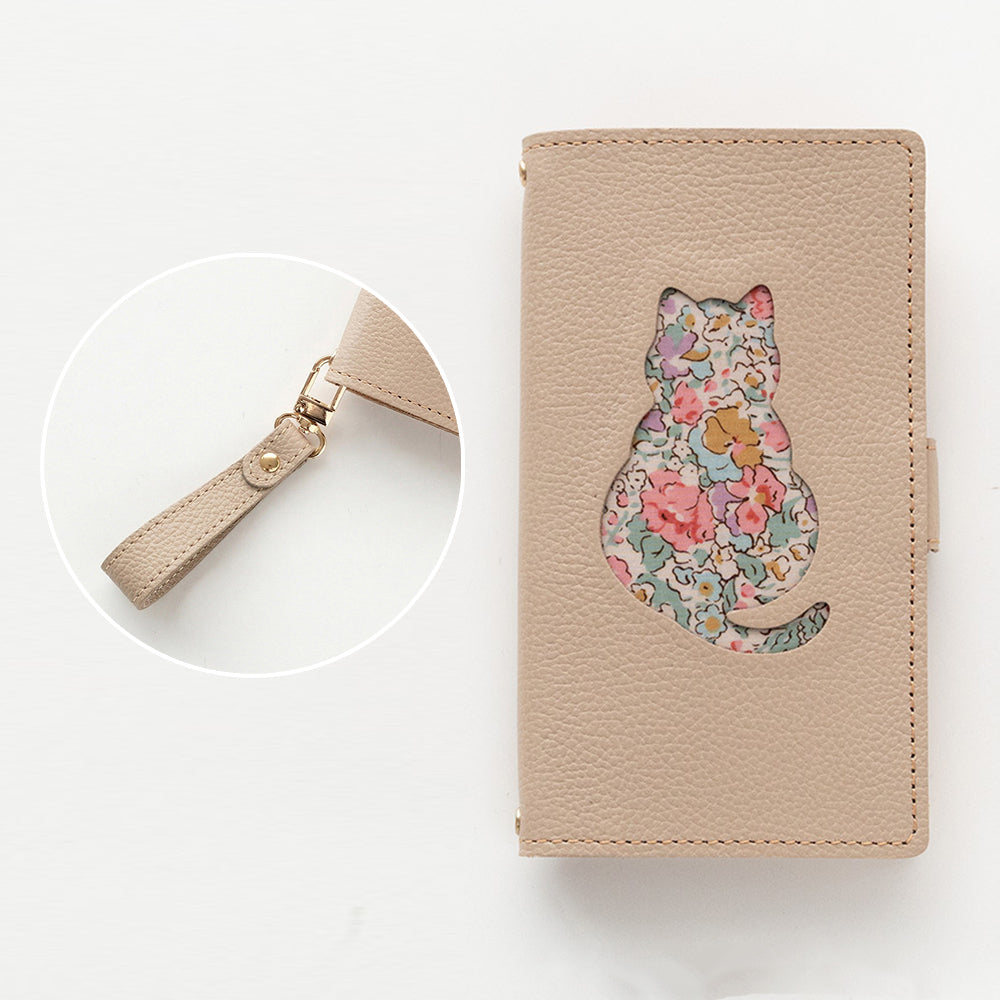 OPPO Reno7 A リバティ 猫・うさぎ 本革 サイドマグネット スマホケース 手帳型