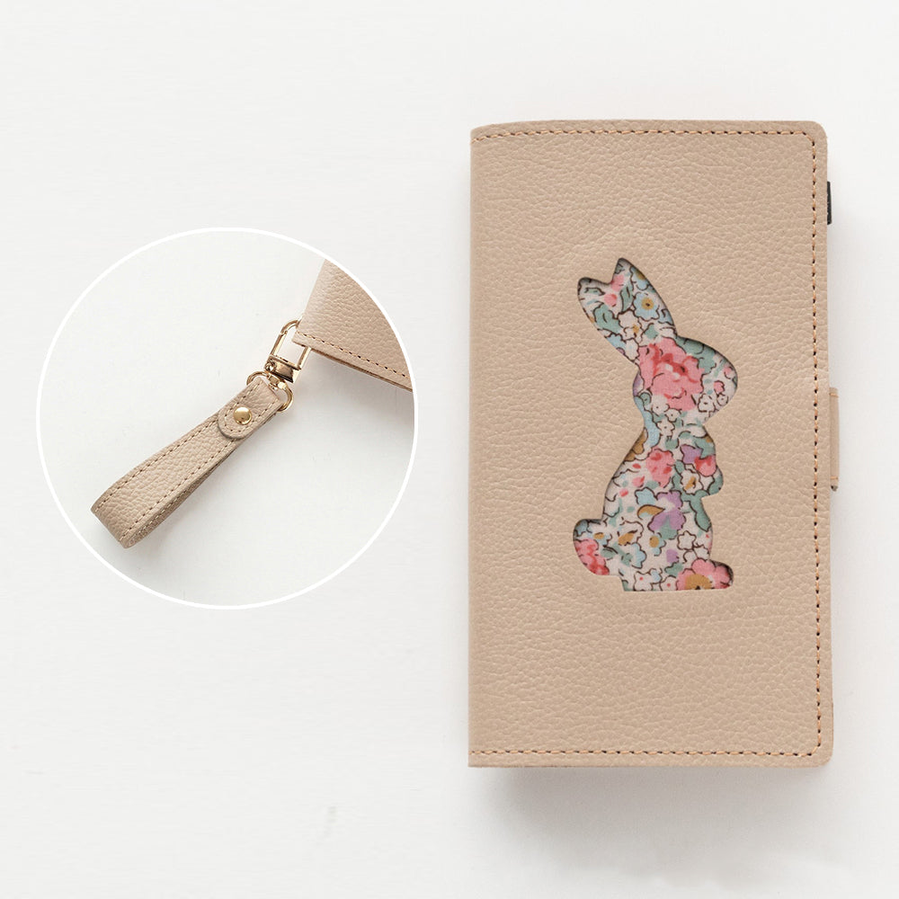 OPPO Reno7 A リバティ 猫・うさぎ 本革 サイドマグネット スマホケース 手帳型