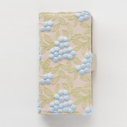 Xperia 10 III SOG04 au ぷっくりミモザ 刺繍 サイドマグネット スマホケース 手帳型