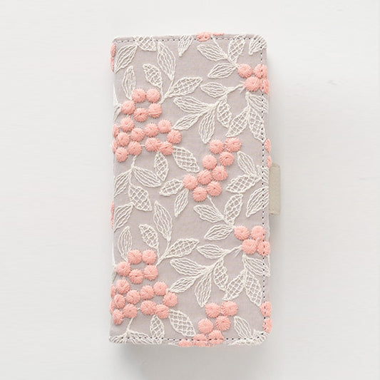 AQUOS sense5G A004SH SoftBank ぷっくりミモザ 刺繍 サイドマグネット スマホケース 手帳型