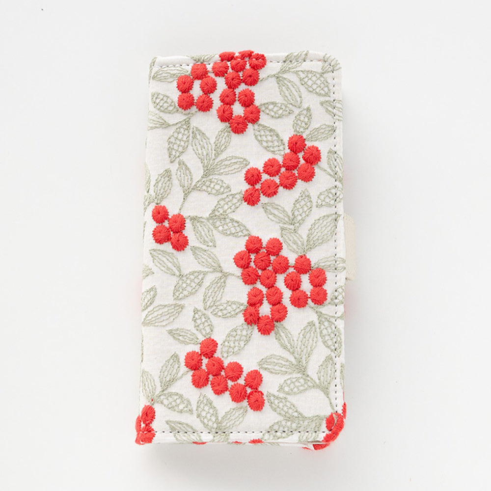 AQUOS sense5G A004SH SoftBank ぷっくりミモザ 刺繍 サイドマグネット スマホケース 手帳型
