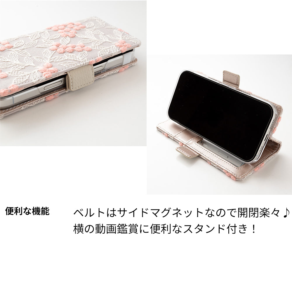 Google Pixel 8 ぷっくりミモザ 刺繍 サイドマグネット スマホケース 手帳型